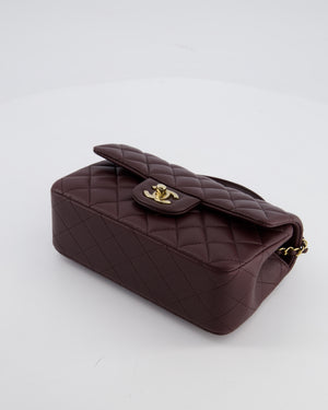 Chanel Mini Rectangular Top Handle Bag in Dark Burgundy Lambskin Leather with Champagne Gold Hardware