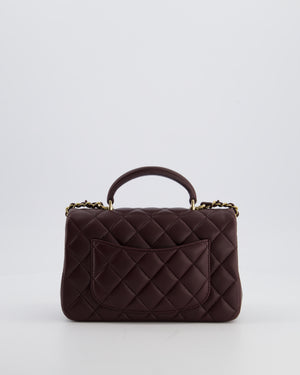 Chanel Mini Rectangular Top Handle Bag in Dark Burgundy Lambskin Leather with Champagne Gold Hardware