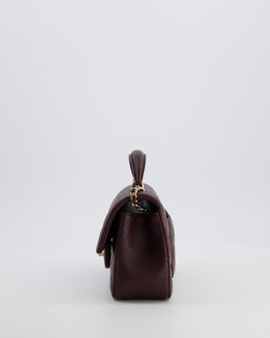 Chanel Mini Rectangular Top Handle Bag in Dark Burgundy Lambskin Leather with Champagne Gold Hardware