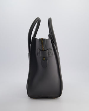 Celine Grey Mini Luggage Bag in Grained Calfskin Leather with Gold Hardware