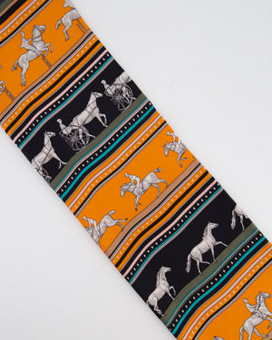 Hermès Orange and Brown Sequences Silk Scarf 65cm