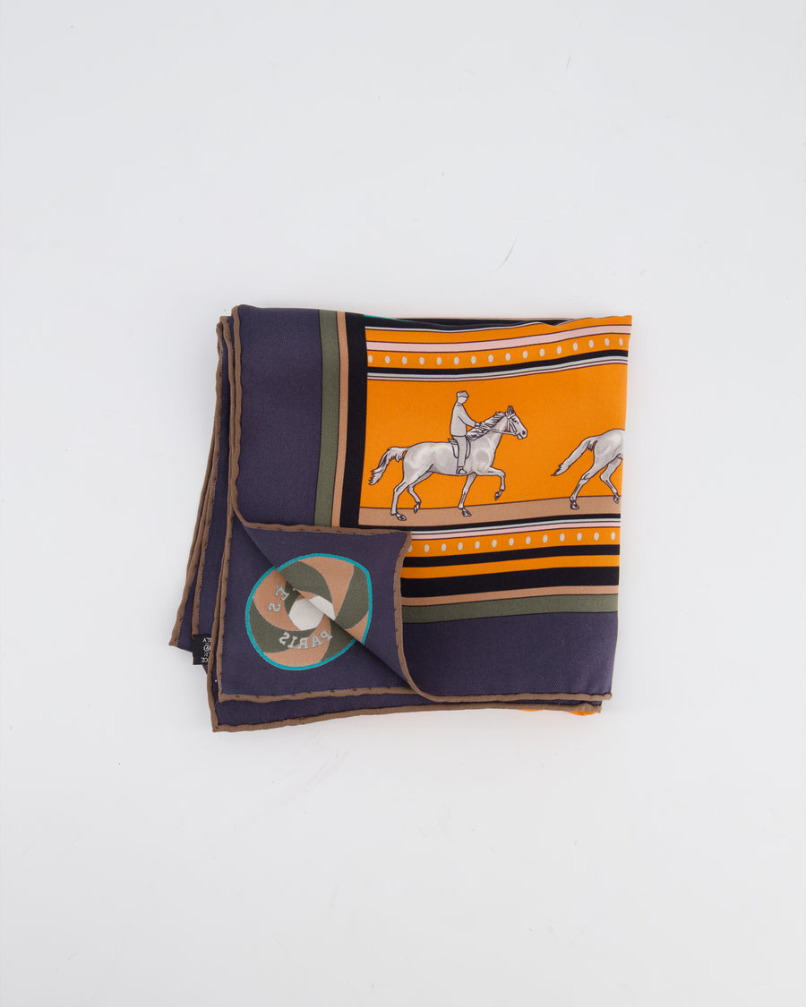 Hermès Orange and Brown Sequences Silk Scarf 65cm