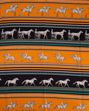 Hermès Orange and Brown Sequences Silk Scarf 65cm