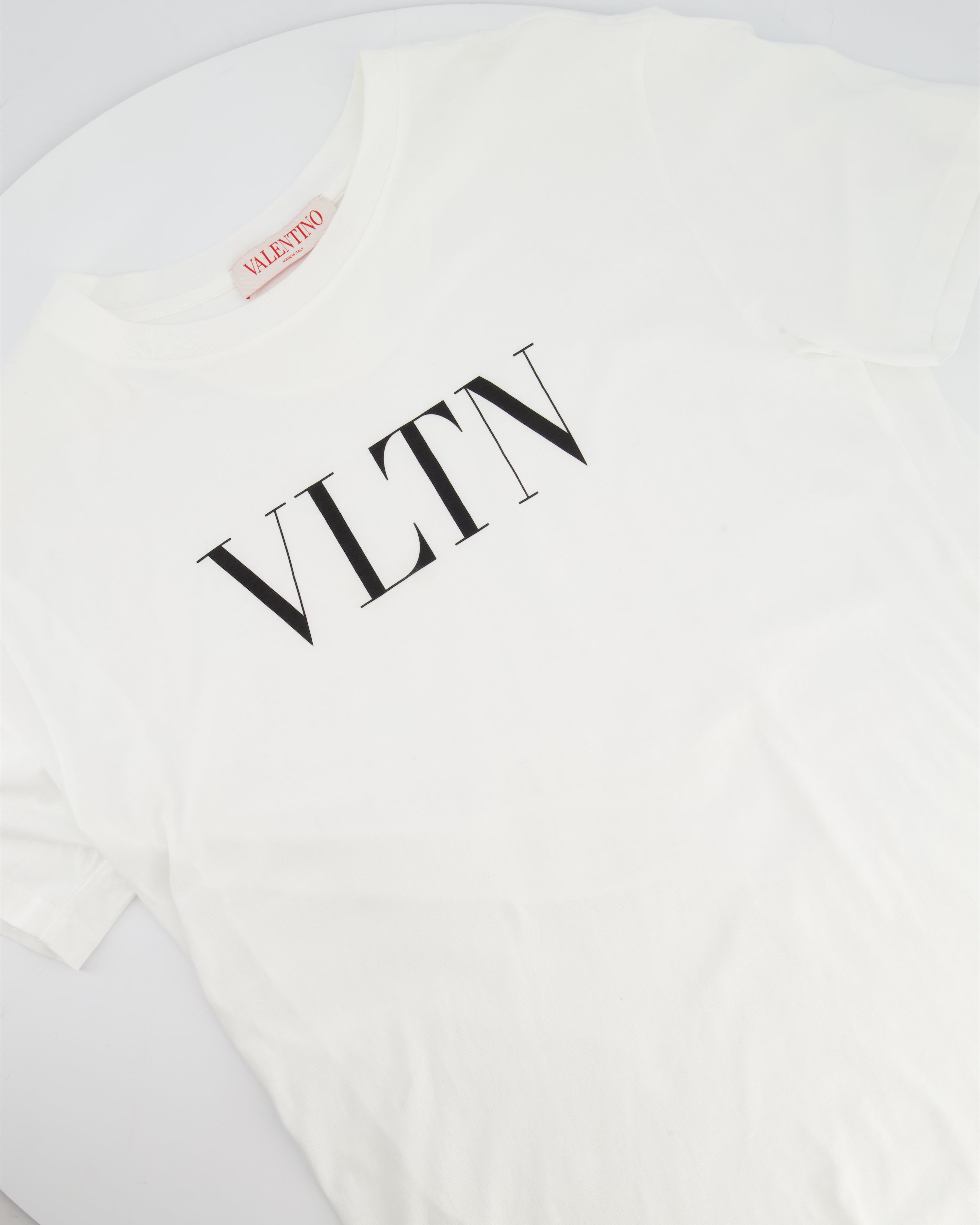 Valentino White VLTN Logo Print Cotton T-Shirt Size S (UK 8) – Sellier