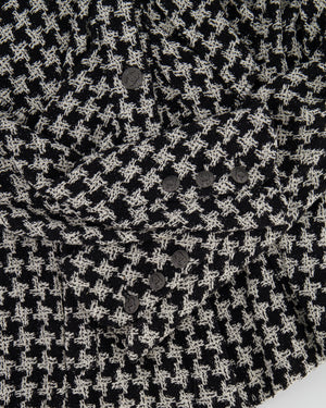 Chanel Black and White Houndstooth Tweed Jacket with CC Logo Buttons Size FR 36 (UK 8)