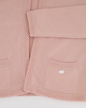 Chanel Spring 2005 Vintage Pink Cashmere Cardigan with Floral Crystals Size FR 38 (UK 10)