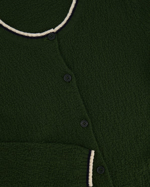 Miu Miu Green Knit Cardigan with Cream and Navy Trim Details Size IT 40 (UK 8)