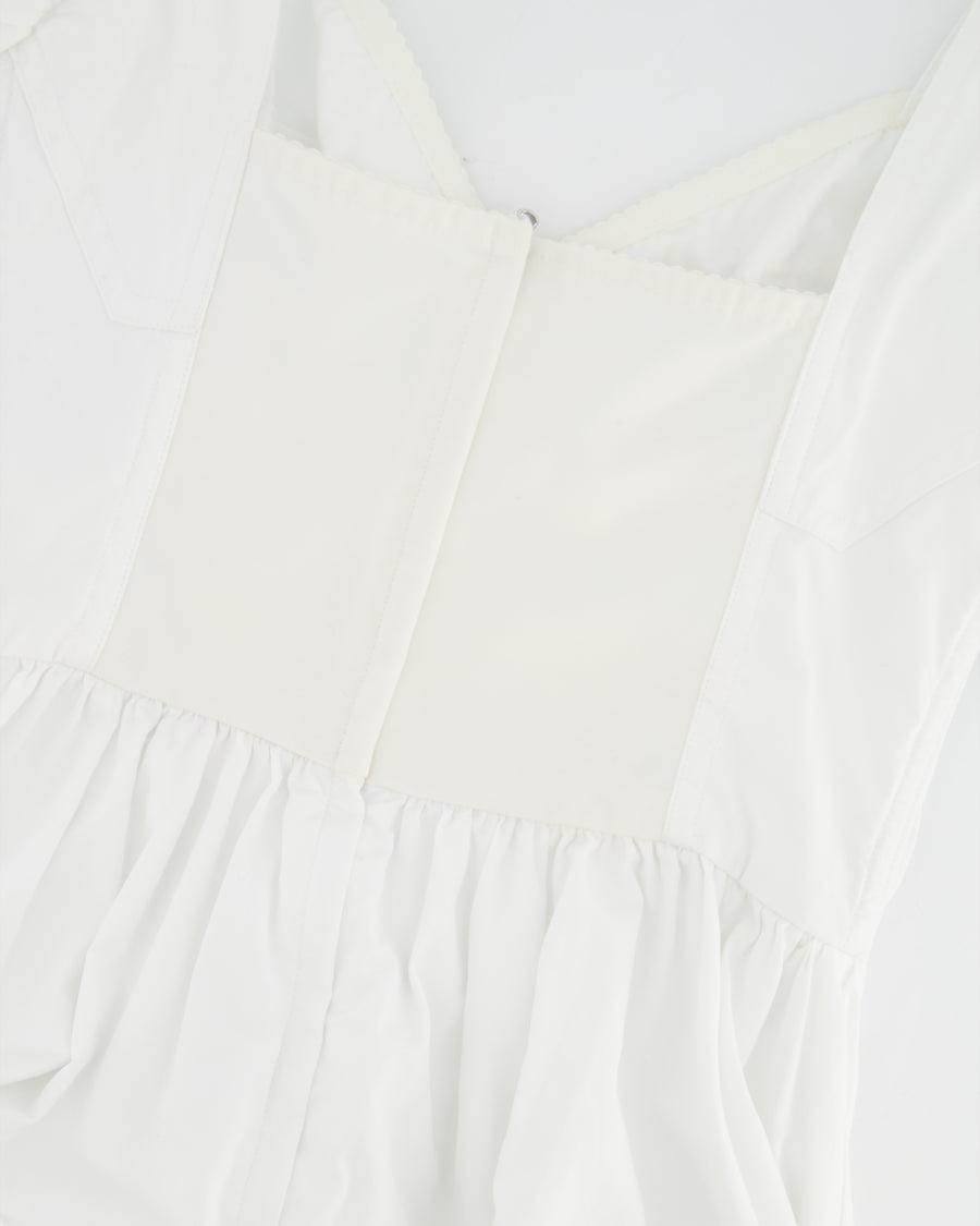 Dolce & Gabbana White Poplin Mini Corset Dress with Ruffle Details Size IT 44 (UK 12) RRP £1,400