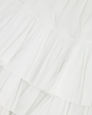 Dolce & Gabbana White Poplin Mini Corset Dress with Ruffle Details Size IT 44 (UK 12) RRP £1,400