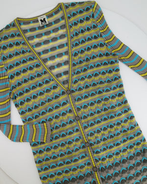 M Missoni Grey, Yellow and Blue Knit Cardigan and Top Chevron Set Size IT 44 (UK 12)
