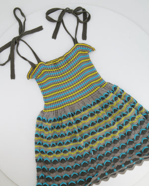 M Missoni Grey, Yellow and Blue Knit Cardigan and Top Chevron Set Size IT 44 (UK 12)