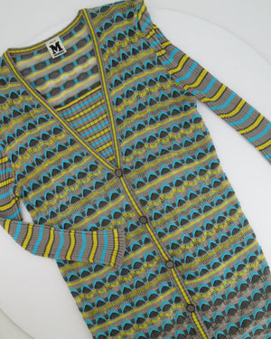 M Missoni Grey, Yellow and Blue Knit Cardigan and Top Chevron Set Size IT 44 (UK 12)