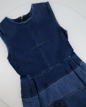 Louis Vuitton Denim Mini Sleeveless Dress with Patchwork Monogram Details Size FR 40 (UK 12)