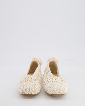 Magda Butrym Cream Crochet Ballet Flats with Flower Detail Size EU 35 RRP £625