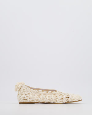 Magda Butrym Cream Crochet Ballet Flats with Flower Detail Size EU 35 RRP £625