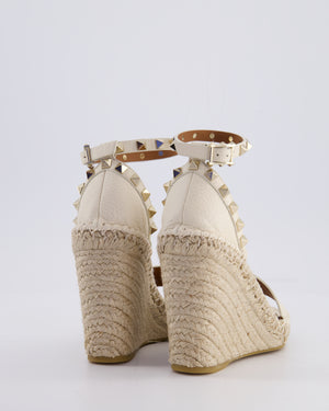Valentino Garavani White Espadrille Rockstud Wedges Size EU 35
