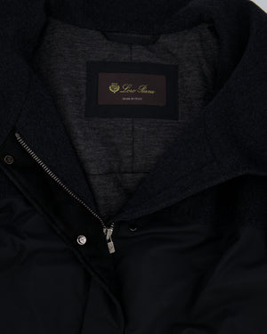 Loro Piana Black and Grey Cashmere Hooded Zip Jacket Size IT 40 (UK 8)