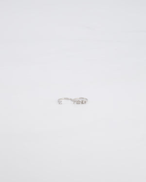 Fendi Double Finger Ring in Silver Colour with Crystals Size 16/56 and 15/55
