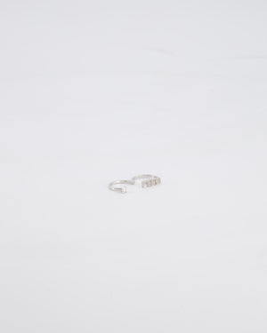 Fendi Double Finger Ring in Silver Colour with Crystals Size 16/56 and 15/55