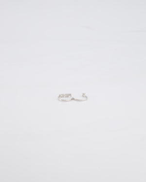 Fendi Double Finger Ring in Silver Colour with Crystals Size 16/56 and 15/55