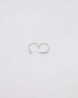 Fendi Double Finger Ring in Silver Colour with Crystals Size 16/56 and 15/55