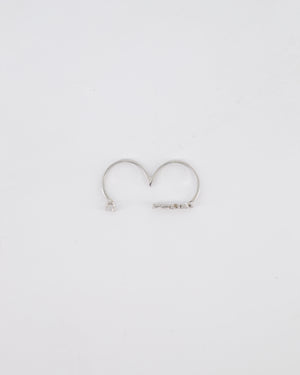Fendi Double Finger Ring in Silver Colour with Crystals Size 16/56 and 15/55