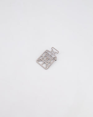 Chanel Silver Perfume Bottle Brooch with Crystals Detail