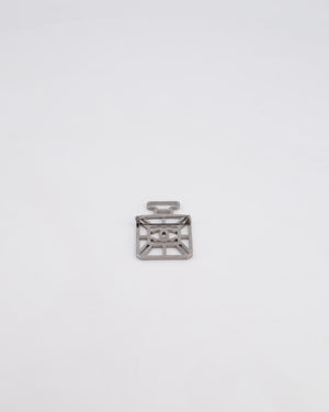 Chanel Silver Perfume Bottle Brooch with Crystals Detail
