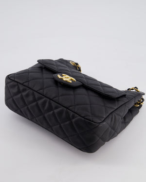 Chanel Medium Wavy CC Quilted Hobo Bag in Black Caviar Leather with Gold Hardware