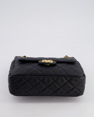 Chanel Medium Wavy CC Quilted Hobo Bag in Black Caviar Leather with Gold Hardware
