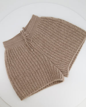 Loro Piana Light Brown Cashmere Knitted Shorts with Drawstring Detail Size S (UK 8) RRP £1,000