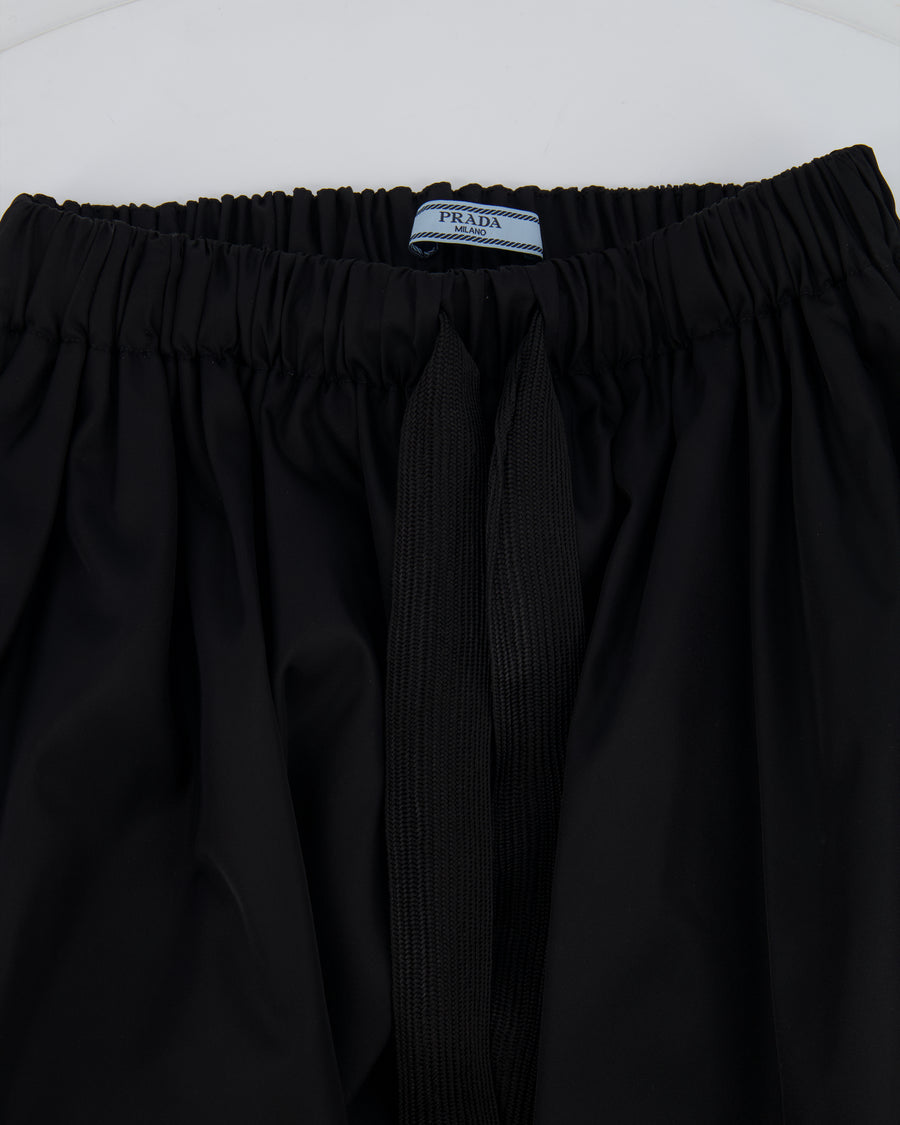 Prada Black Nylon Midi Skirt with Drawstring Detail Size IT 38 (UK 6)