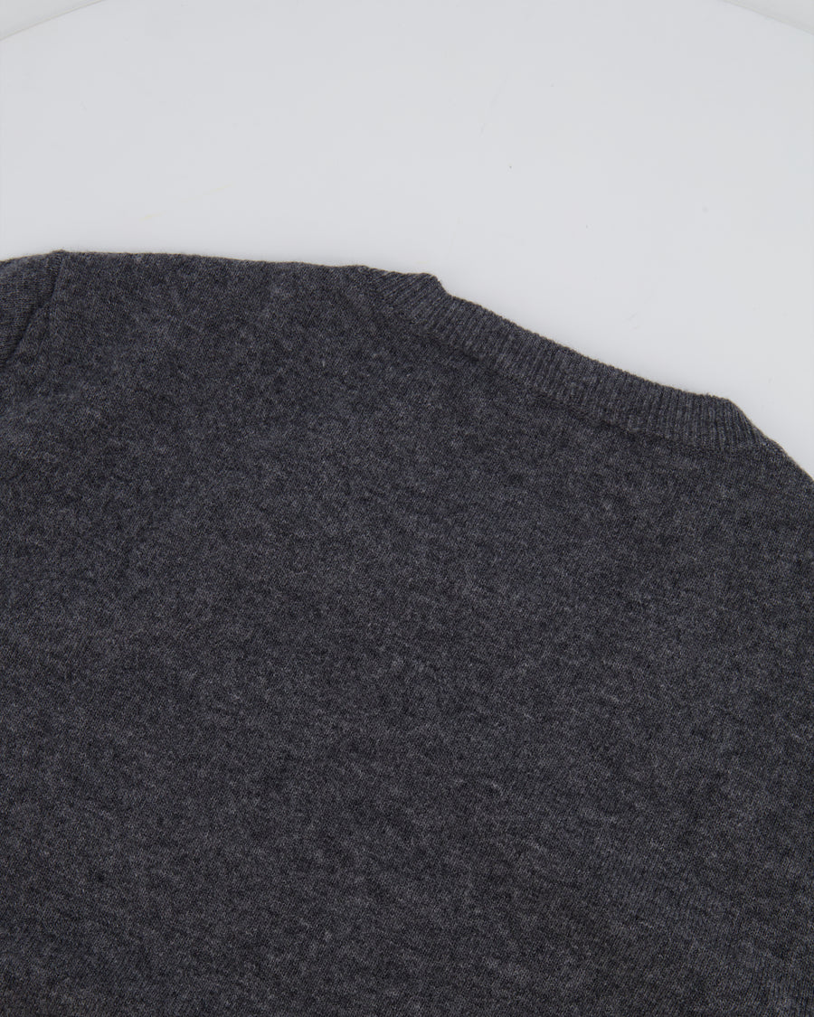 Valentino Grey Wool Short Sleeved Jumper with Bow Detail Size M (UK 10)