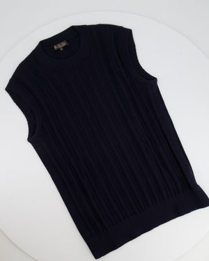 Loro Piana Navy Cashmere Ribbed Sleeveless Top Size IT 40 (UK 8)