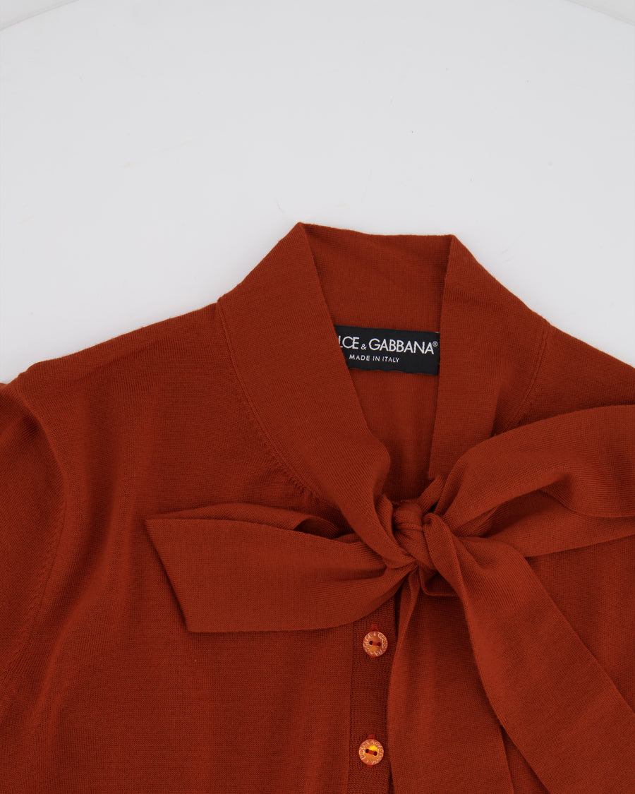 Dolce & Gabbana Burnt Orange Wool Jumper with Bow Detail Size UK 10