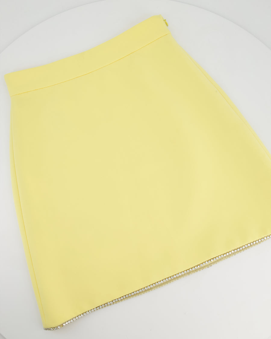 Miu Miu Pastel Yellow Mini Skirt with Crystal Embellished Hem Size IT 36 (UK 4)