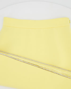 Miu Miu Pastel Yellow Mini Skirt with Crystal Embellished Hem Size IT 36 (UK 4)