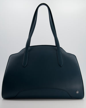 Loro Piana Dark Teal Large Sesia Leather Tote Bag