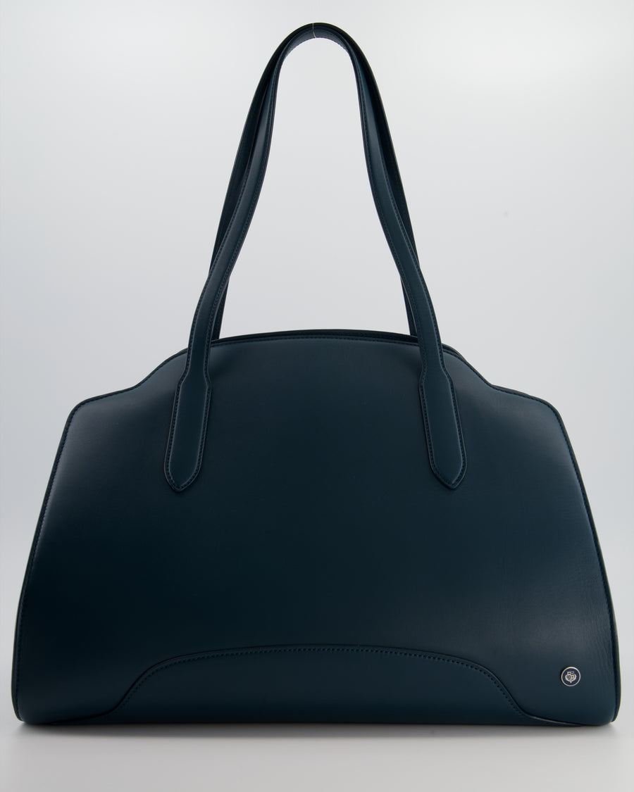 Loro Piana Dark Teal Large Sesia Leather Tote Bag