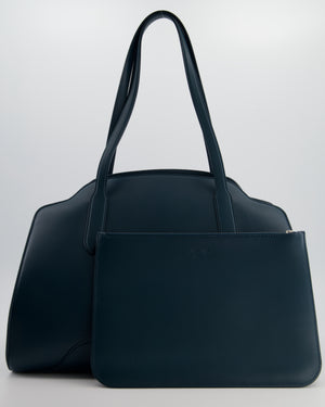 Loro Piana Dark Teal Large Sesia Leather Tote Bag