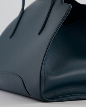 Loro Piana Dark Teal Large Sesia Leather Tote Bag