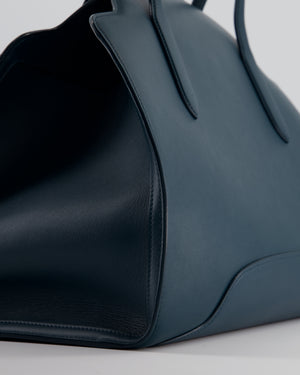 Loro Piana Dark Teal Large Sesia Leather Tote Bag
