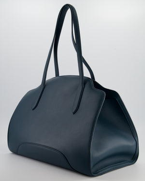 Loro Piana Dark Teal Large Sesia Leather Tote Bag