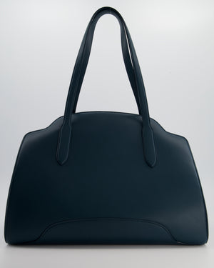 Loro Piana Dark Teal Large Sesia Leather Tote Bag