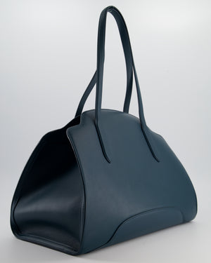 Loro Piana Dark Teal Large Sesia Leather Tote Bag