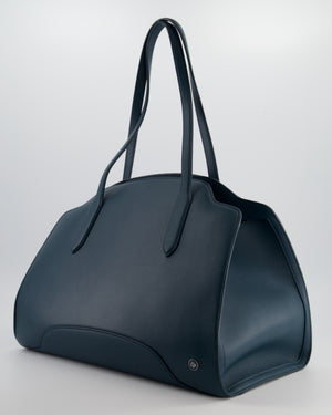 Loro Piana Dark Teal Large Sesia Leather Tote Bag