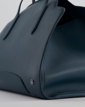 Loro Piana Dark Teal Large Sesia Leather Tote Bag