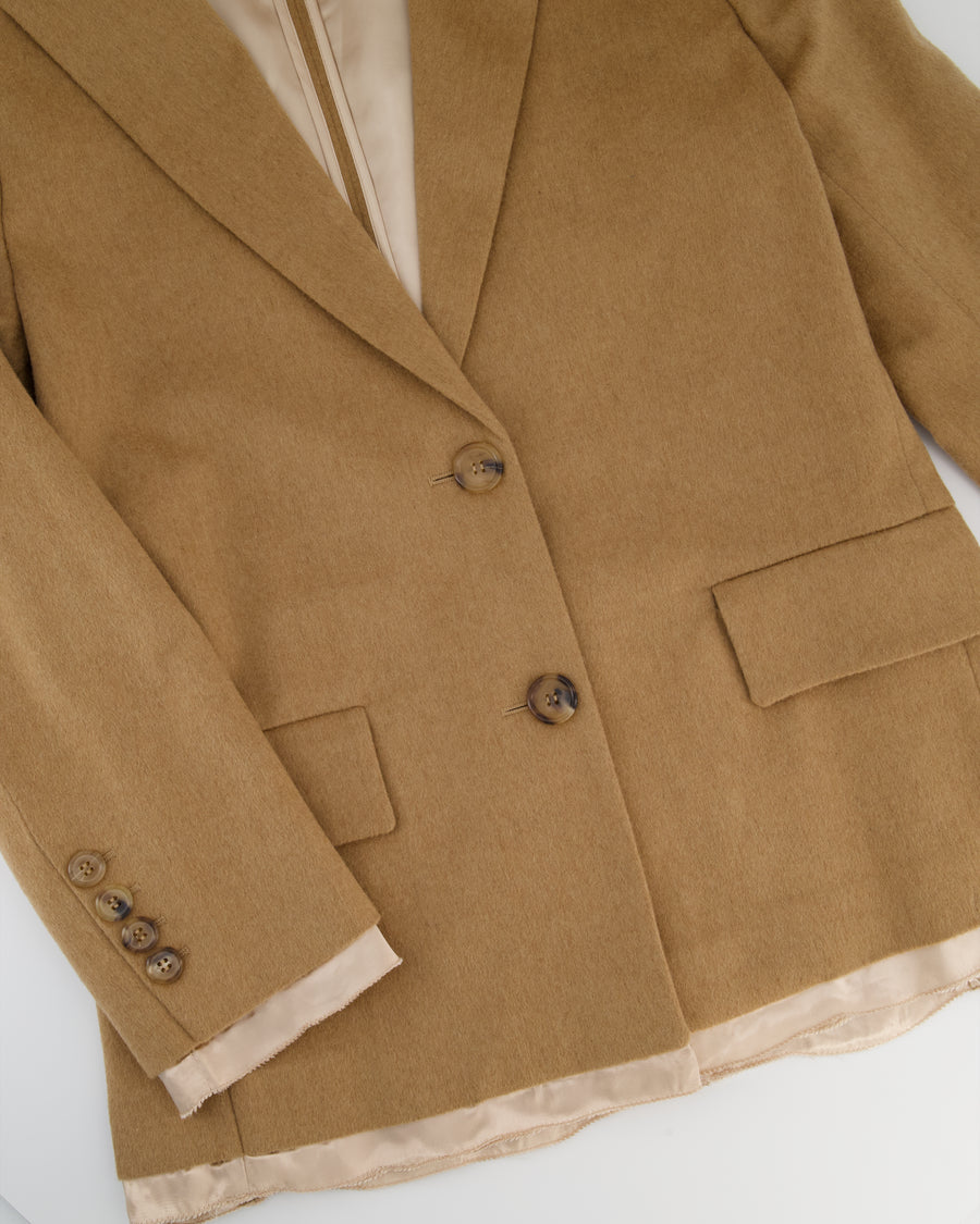Miu Miu Camel Blazer with Silk Frayed Interior Lining Details IT 38 (UK 6)