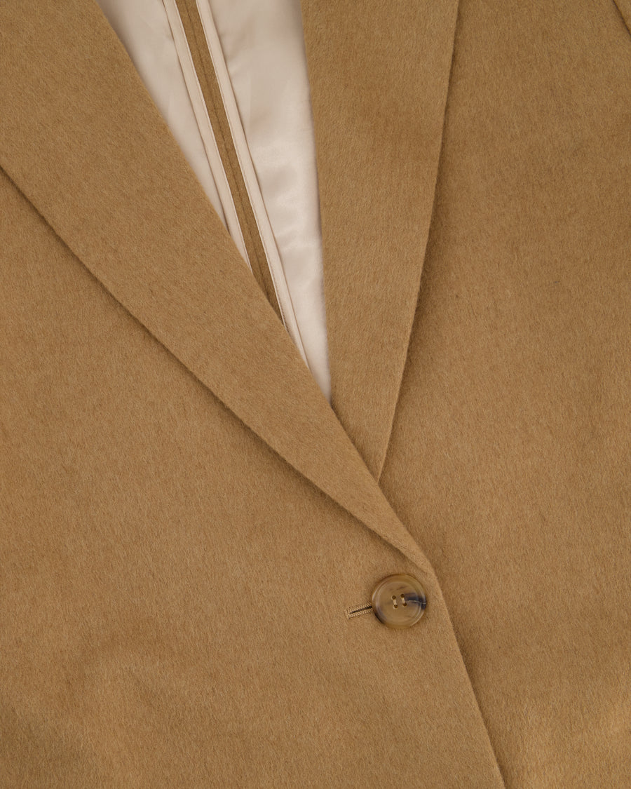 Miu Miu Camel Blazer with Silk Frayed Interior Lining Details IT 38 (UK 6)