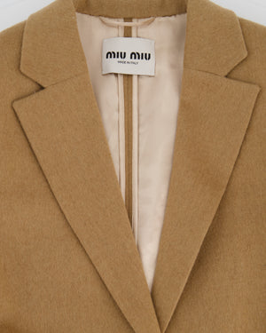Miu Miu Camel Blazer with Silk Frayed Interior Lining Details IT 38 (UK 6)